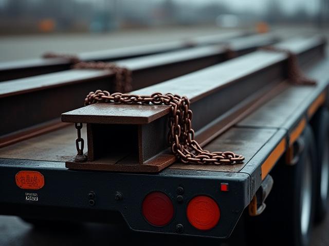 Flatbed truck delivering structural steel beams in Cape Girardeau