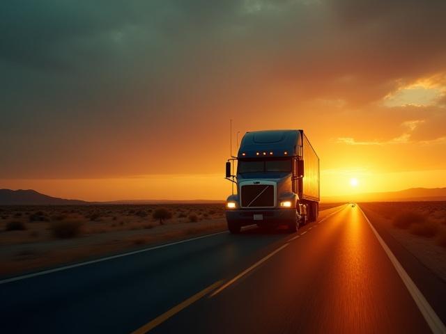Logistics truck at the North American border specializing in LTL freight to Mexico